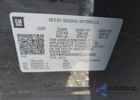 2021 Cadillac Xt6 Awd Premium Luxury from USA, damaged, VIN 1GYKPDRS9MZ123503